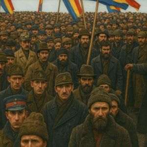 Marea Adunare de la Alba Iulia din 1918; fragment procesat din fotografia de epocă